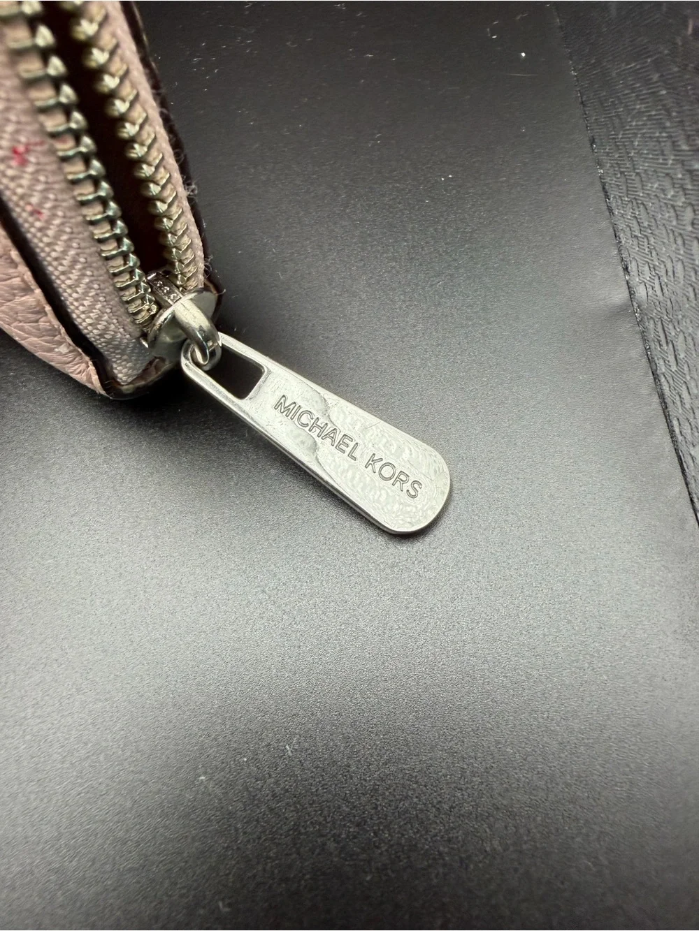 Michael Kors Silver Logo on Blush Pink Pebbled Leather Wallet